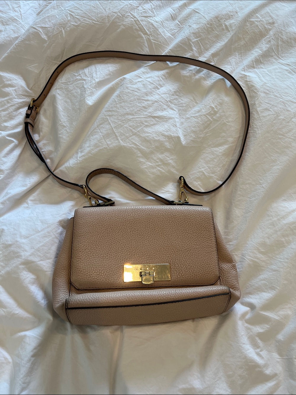 Michael Kors Blush Pebble Leather Crossbody with Gold Hardware